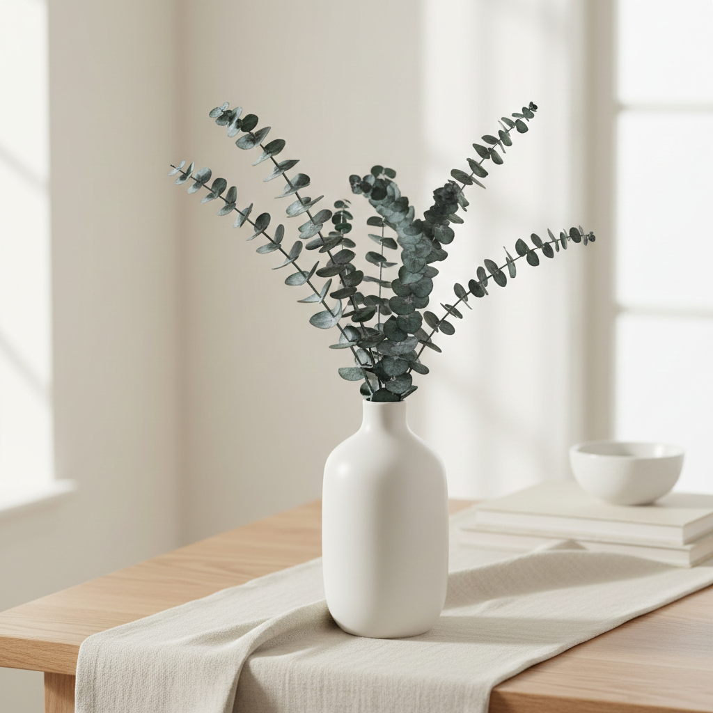 Stabilizovaný eukalyptus Baby Blue zelený ve váze
